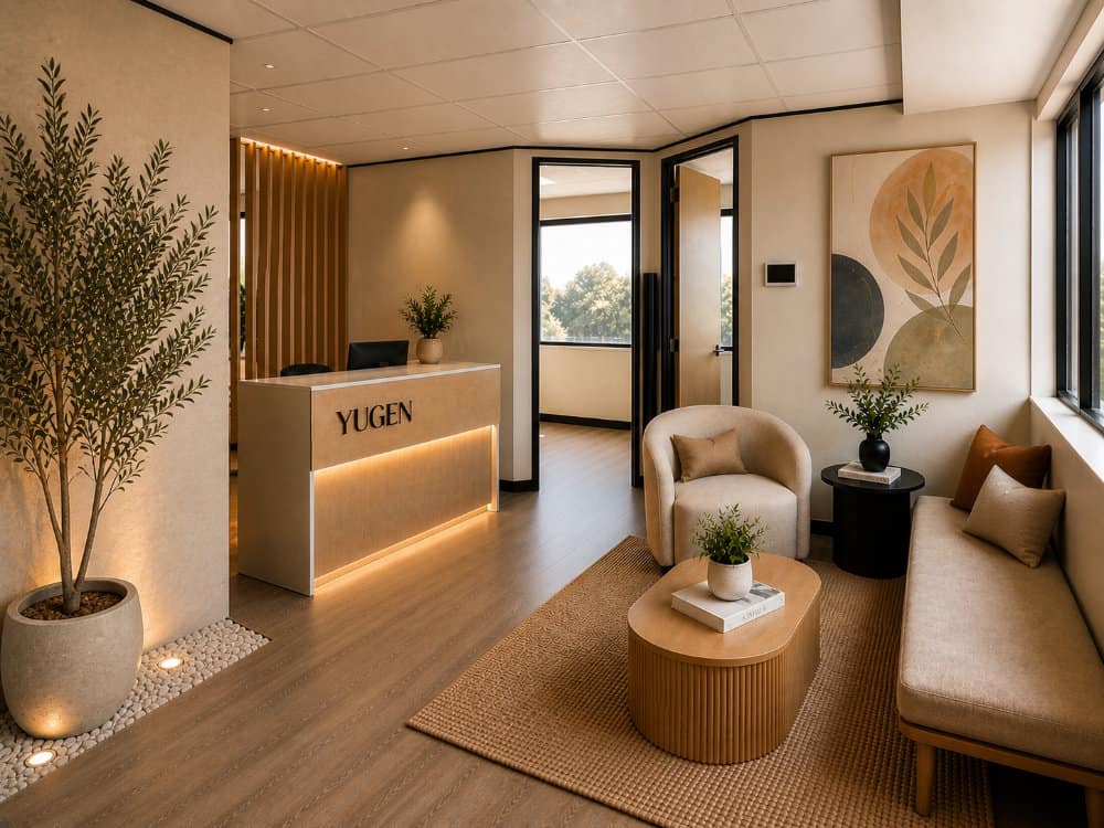 Calm, welcoming reception at Yūgen Dental, a dentist in Sandton, Johannesburg